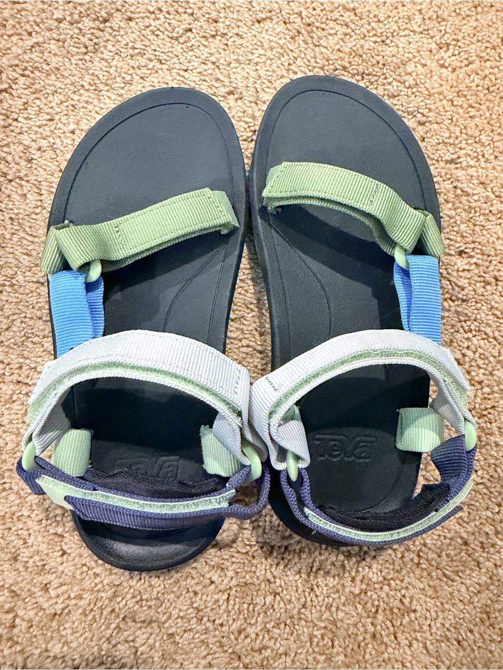 Teva Kids' Navy Sandals with Green and Light Gray Straps
